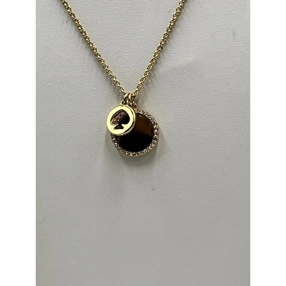 Kate Spade NY Spot The Spade‎ Brown Gold Plated Pave Charm necklace